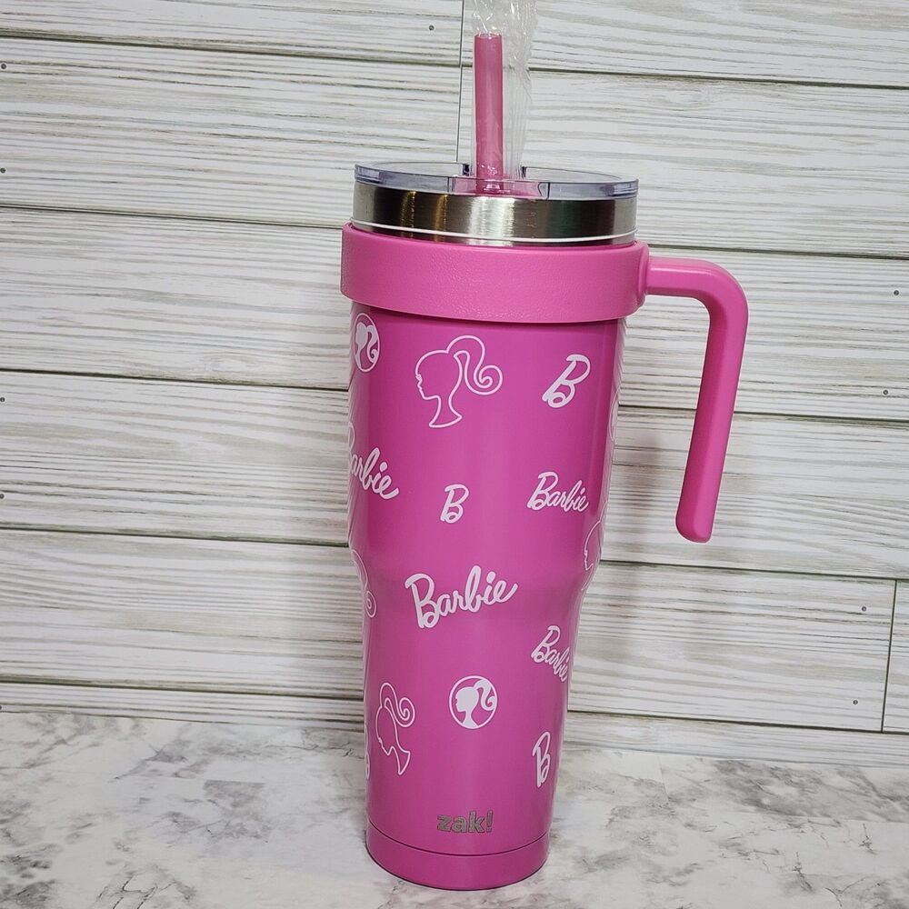 Zak! Barbie Icons Emojis 40 oz Tumbler Double Wall Stainless Steel Waverly Pink